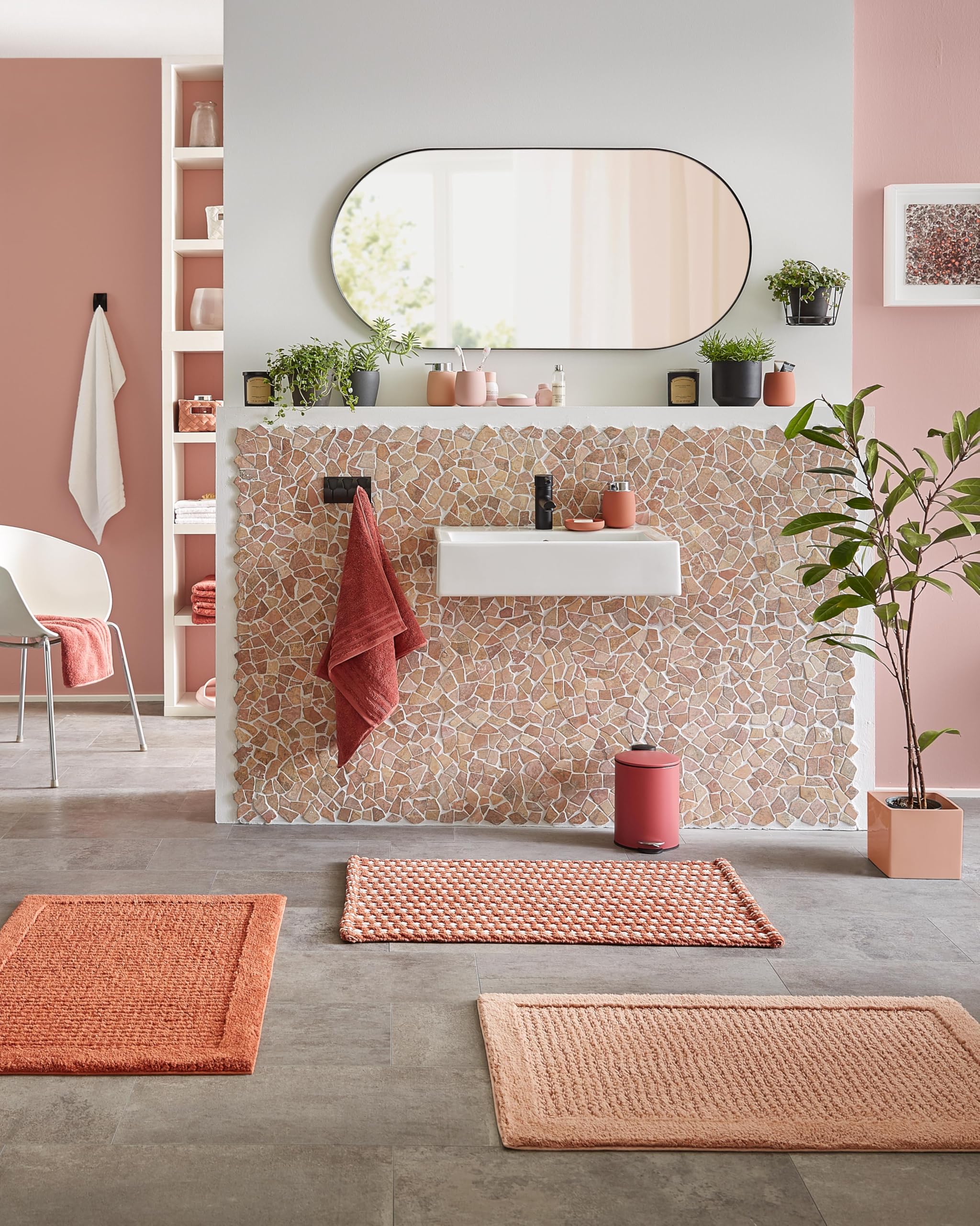 Kleine Wolke Badteppich 'Monrovia', Old Rose, 60x60 Cm | Aus Polyester-Microfaser, Rutschhemmend | Maschinenwaschbar Bei 40°C