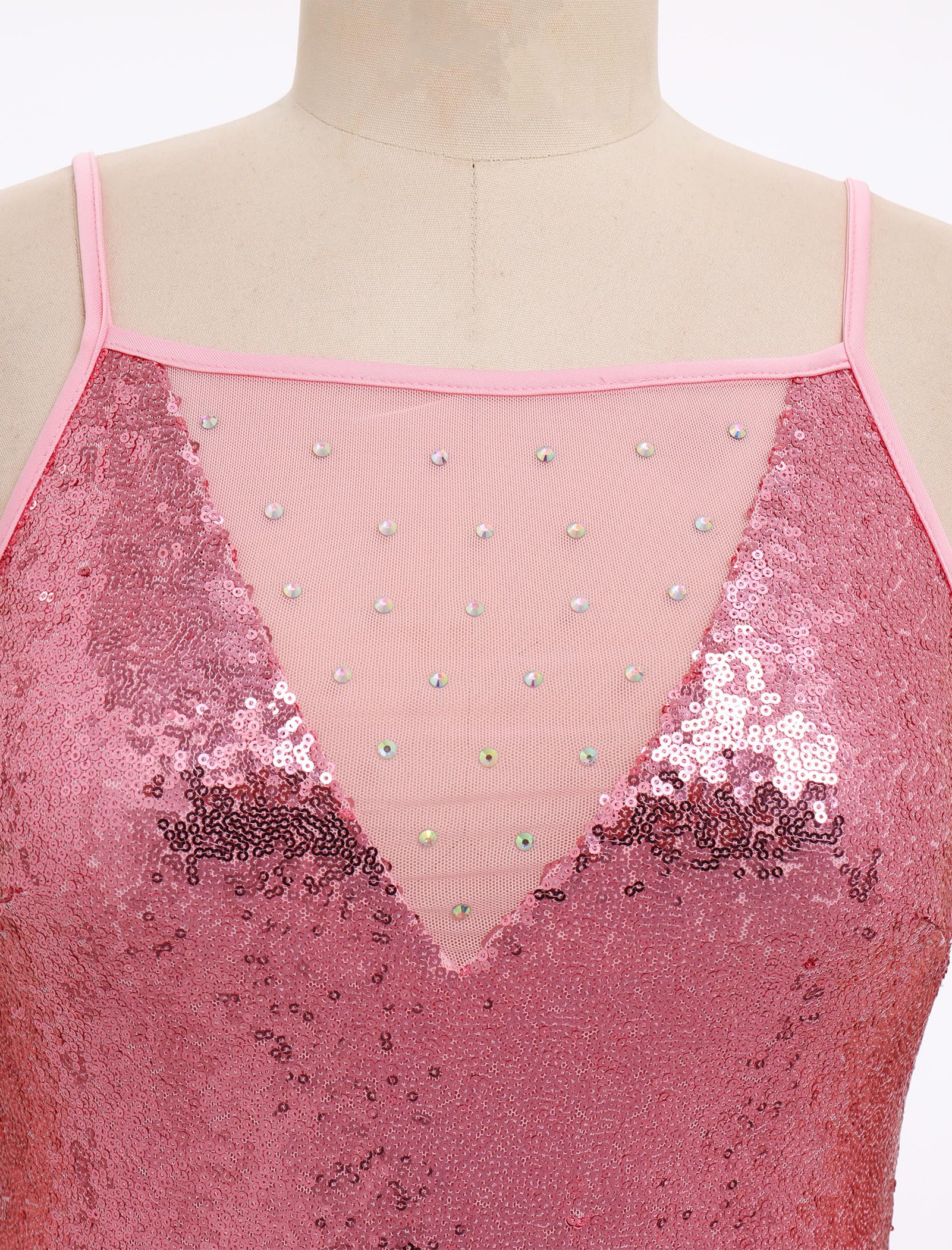 IBAKOM Damen-Body mit Fransen und Pailletten, lateinamerikanischer Jazz-Tanzkleid, glitzernde Quaste, Rave-Outfits, Akrobat, Zirkus, Hip-Hop-Tanzkostüm