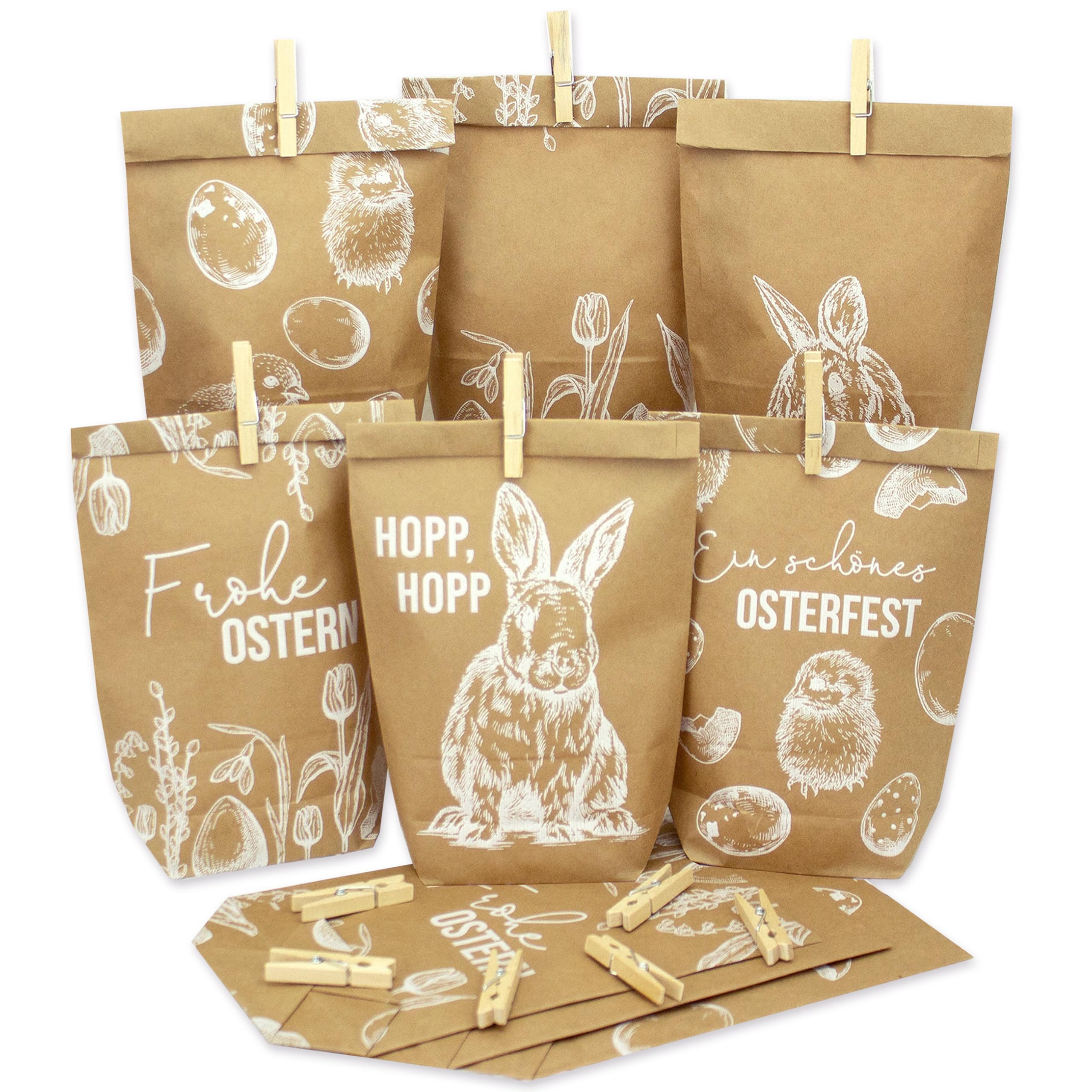 Papierdrachen braune Tüten Bedruckt Packpapier mit weißem Druck + Klammern