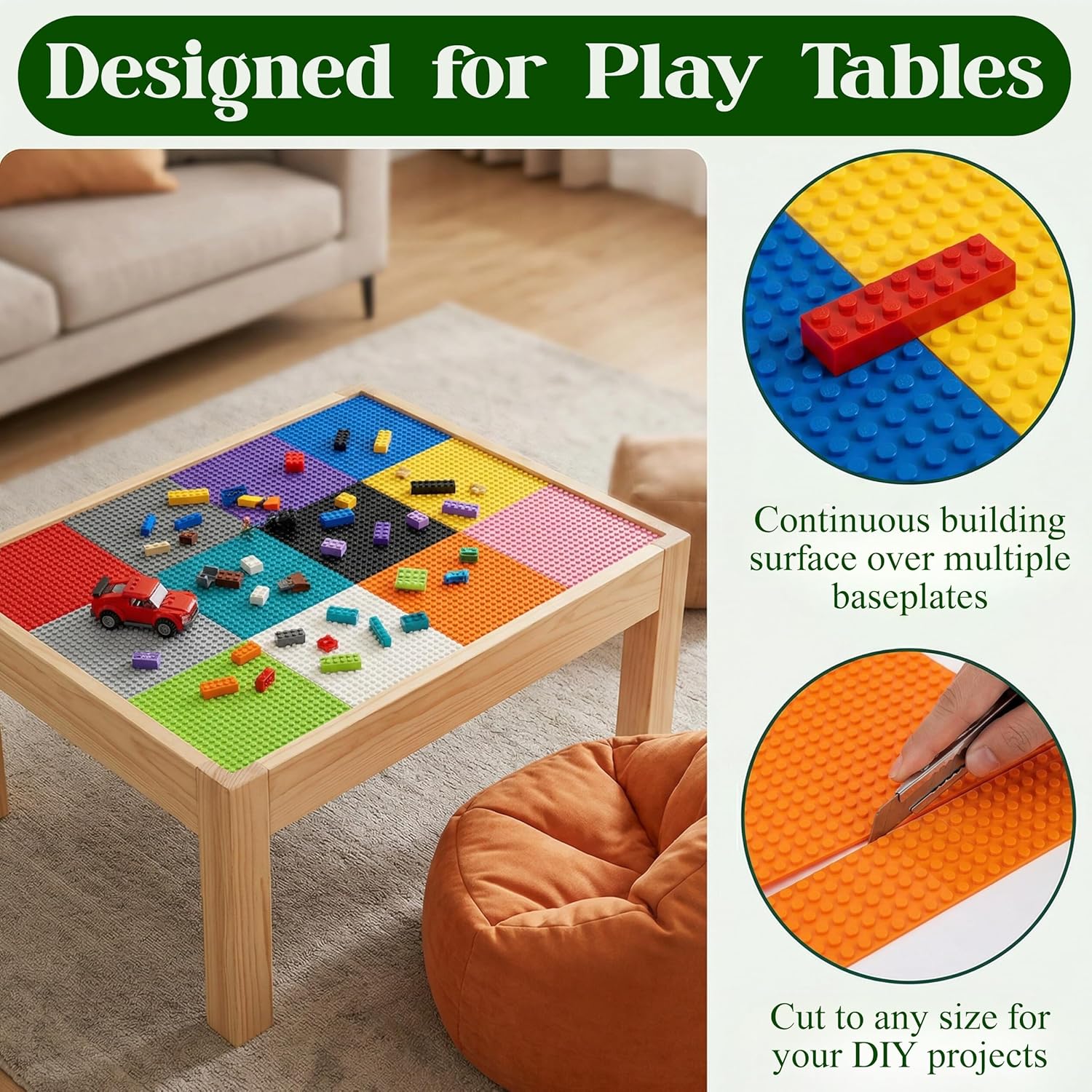 ZEAYEA 12 Pack Classic Baseplates, 12 Colors Stackable Bases for Party, Home Decoration, 10 x 10 Inches