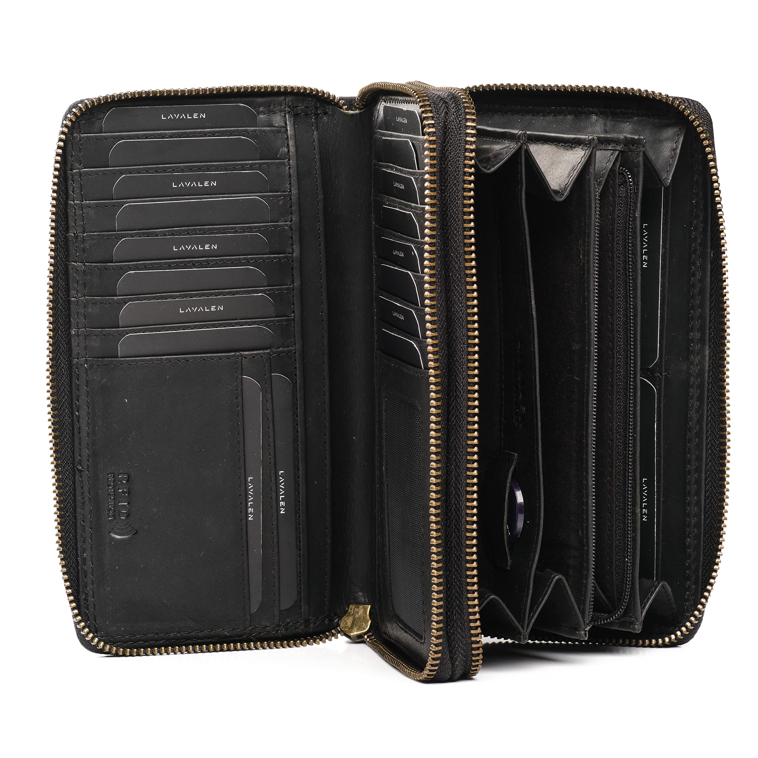 Lavalen Leather RFID Wallet Women – Modern RFID Womens Wallet- Big Multiple Compartments – Credit Card Holder – Handcrafted Genuine Leather -Carteras