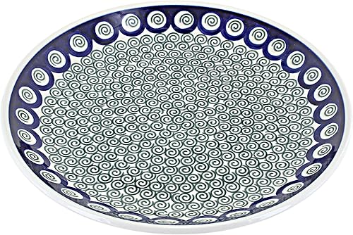 Miniatura 33 de Blue Rose - Plato mágico mágico de hoja perenne azul - 10.5 pulgadas de diámetro - Plato llano de cerámica polaca, diseño festivo para vajilla