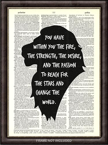 Lion Inspirational Quote DICTIONARY ART PRINT - Original Upcycled Vintage Wall Decor Dictionary Page Book Art - Handmade Art Prints - Unframed