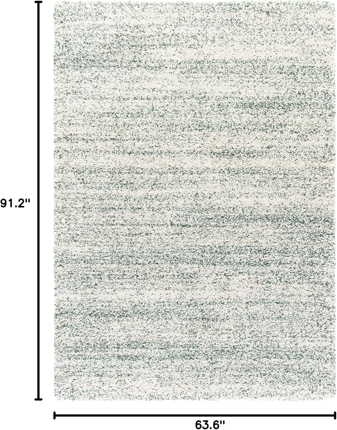 Ivory and Green Rectangular Shag Area Rug