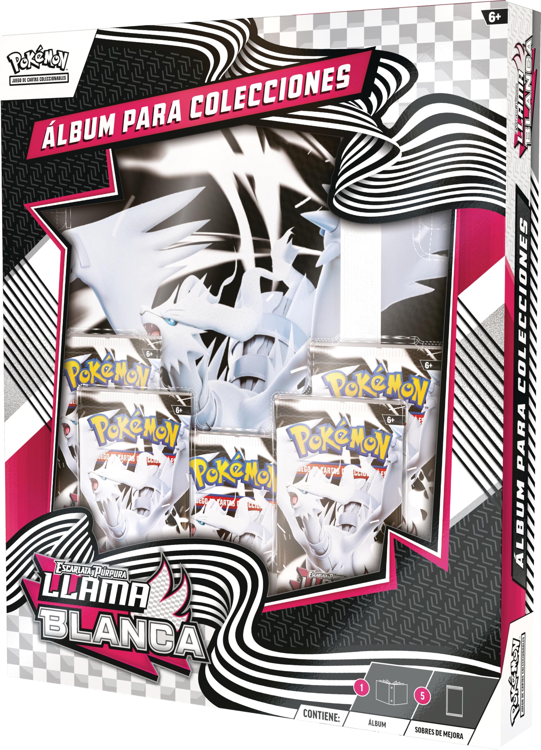 Pokémon: Album kolekcjonerski szkarłatny i fioletowy - biały płomień JCC Pokémon (Album Reshiram i 5 kopert ulepszeń)