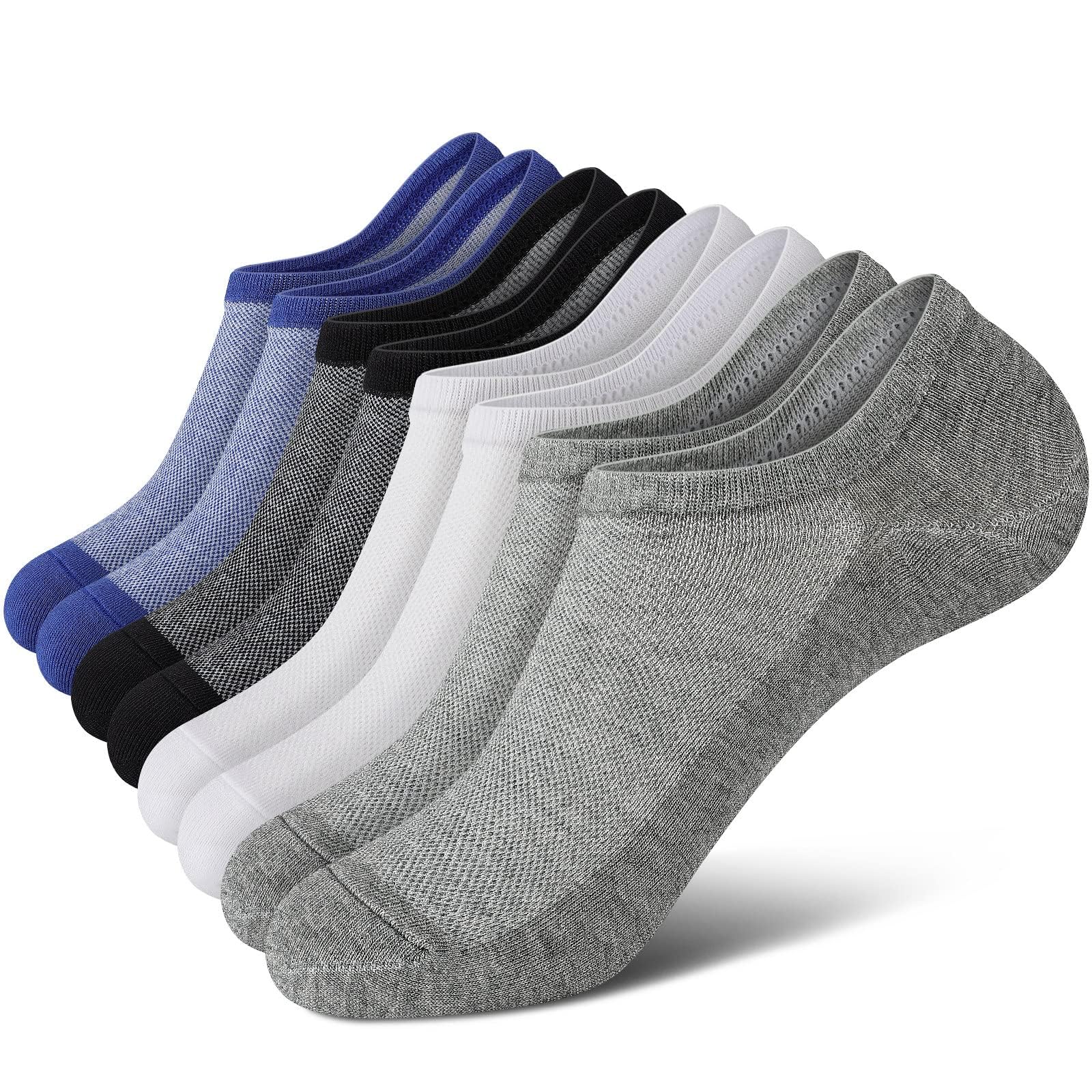 wernies No Show Socks Men, Low Cut Ankle Short Casual Cotton Socks with Non Slip Grips 6-10/11-13