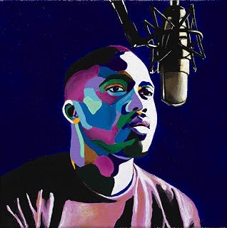 Vakseen Art - One Mic - Nas Portrait Art - Limited Edition Giclee Art Print & Framed Pop Art for Wall Decor