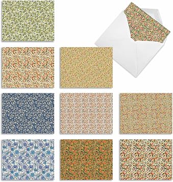 Best Card Co 10 Mini Blank Floral Bulk Notecards w/Envelopes M10026BK