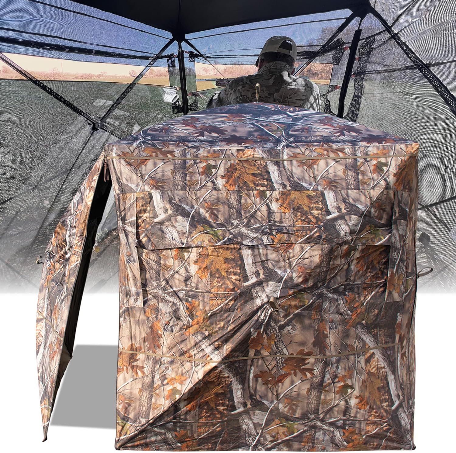 THUNDERBAY SPUR Collector 3 Person Hunting Blind, Portable Ground Blind with Silent Windows, Portable Durable Hunting Tent for Deer & Turkey Hunting