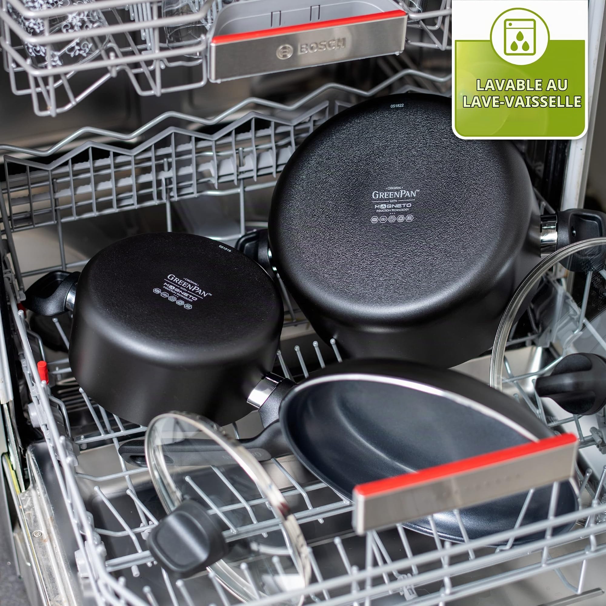 GreenPan Memphis Lot de 20 casseroles et poêles en céramique antiadhésives, sans PFAS, à induction, passe au lave-vaisselle, au four, noir