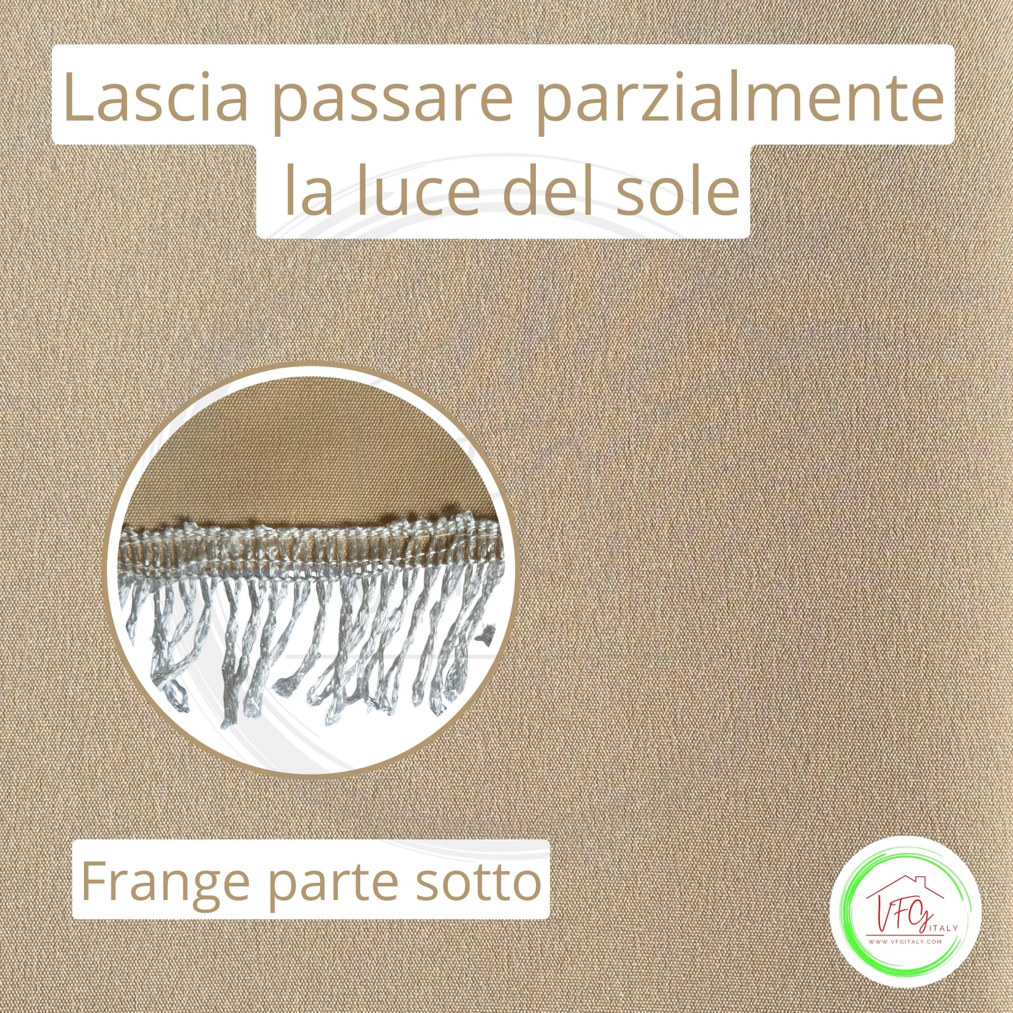 Tenda Sole Esterno 200x290 BEIGE Poliestere Lavabile Ganci Anelli