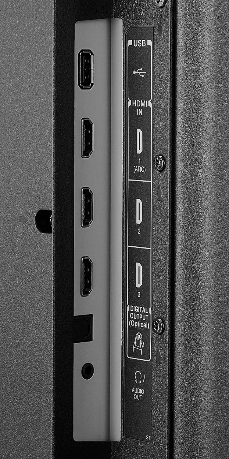 Rear view of Toshiba TF-55A810U21 TV showing AV In, LAN, and Antenna ports