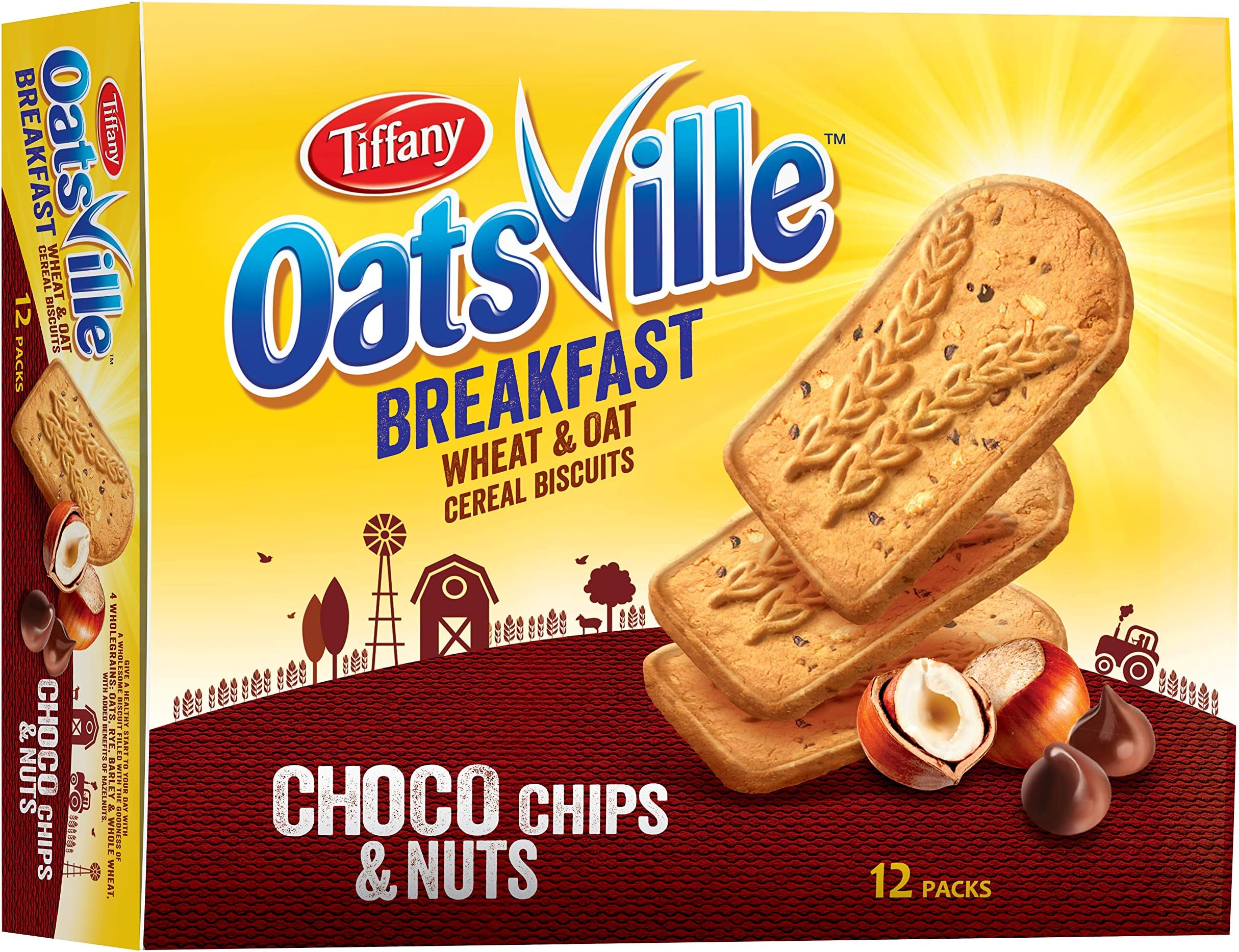 Tiffany, OatsVille, Breakfast Choco Chips & Nuts, 50g x 12