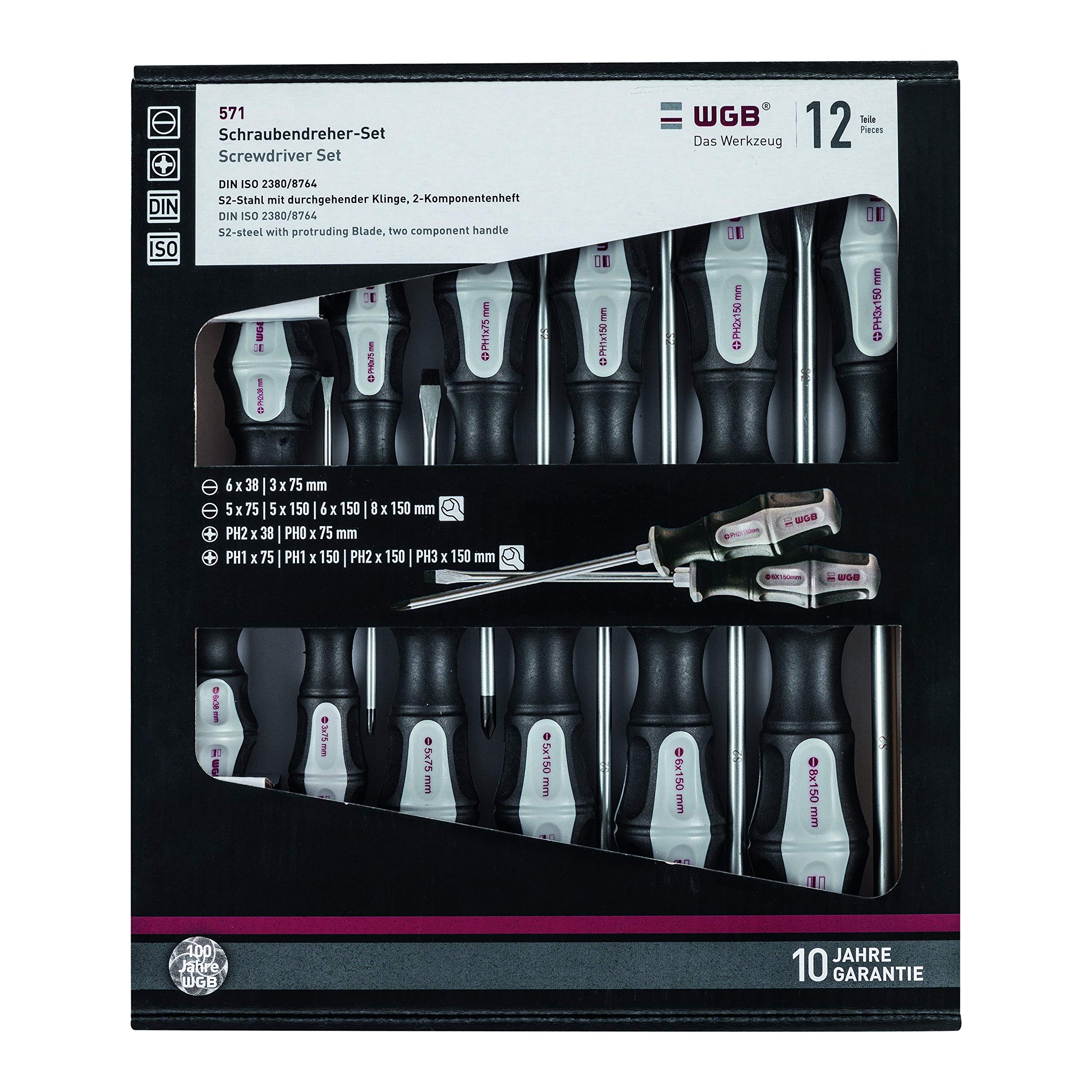 Set di cacciaviti, conforme alle norme DIN ISO 2380 e DIN ISO 8764, 12 pezzi. | WGB Das Werkzeug