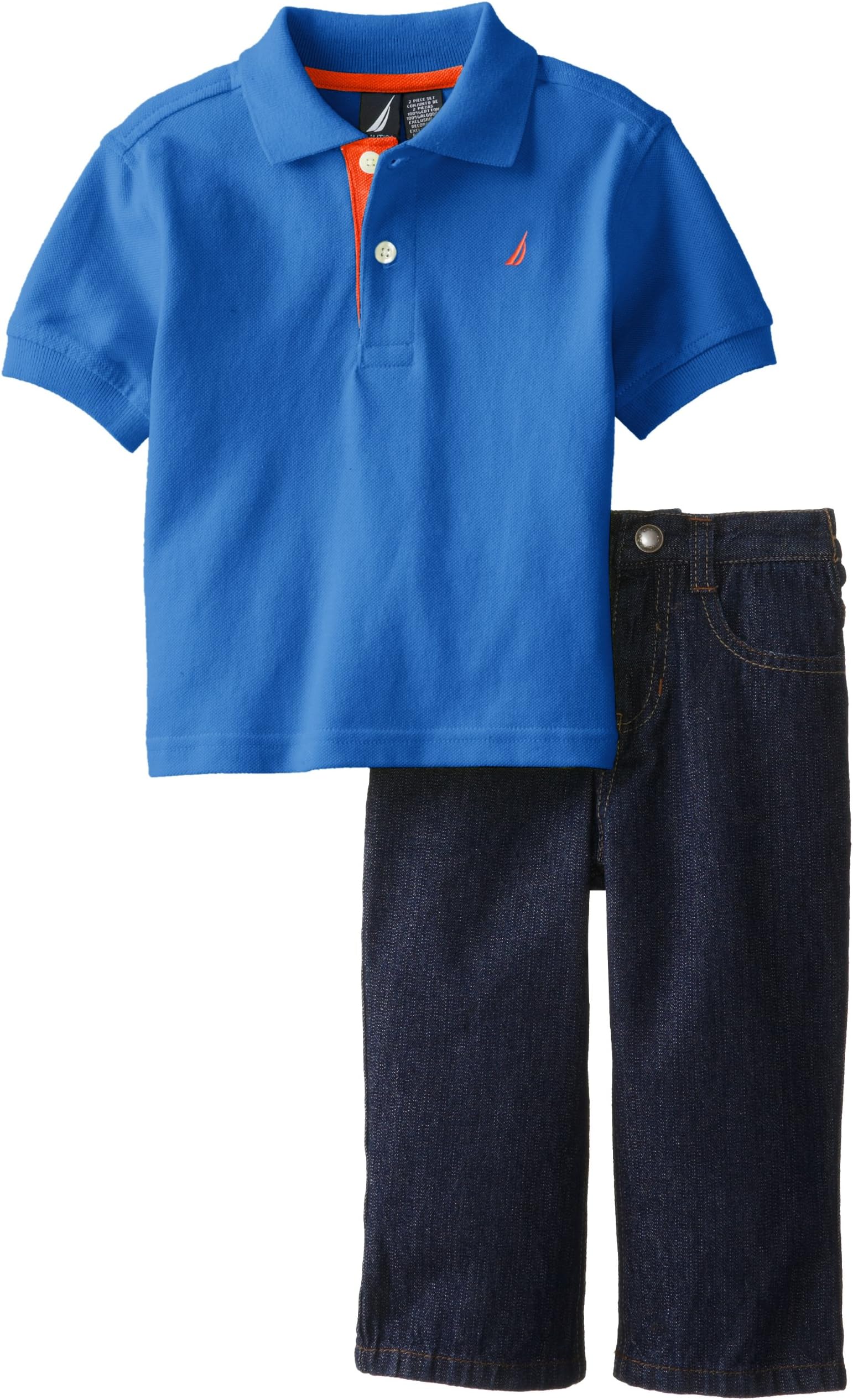 Nautica Baby Boys' 2 Piece Short Sleeve Solid Polo Denim Set