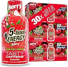 5-hour ENERGY BERRY Flavor, 30 Count, 1.93 Fl Oz Energy Shot, Extra Strength, Amino Acids, B Vitamins, Sugar Free and Zero Calories