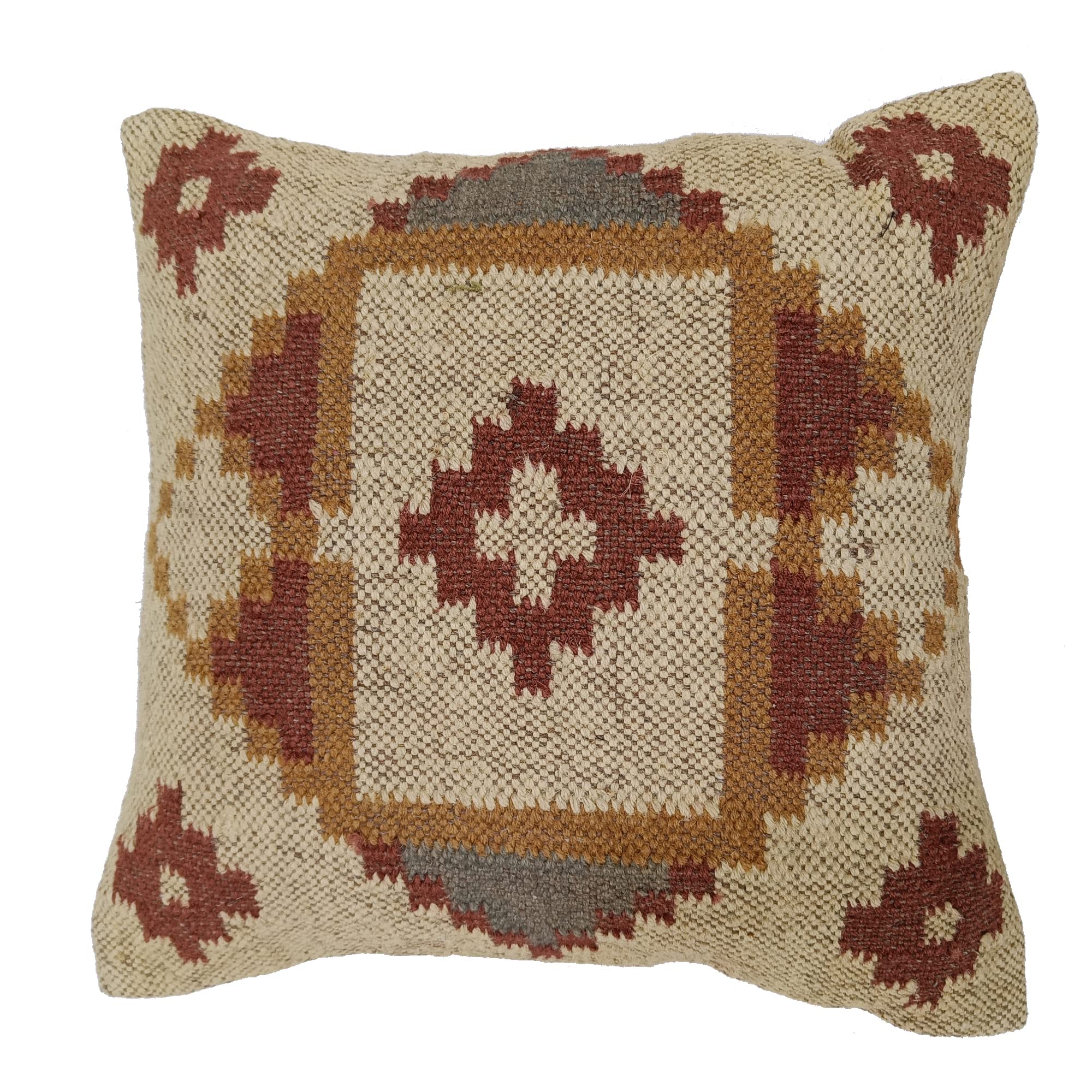 Trade Star 70% Jute 30% Wool Kilim Pillow Covers 18x18 Inches Handmade Cushion Case Authentic Kelim Rug Pillow case Boho Indian Farmhouse Cushion