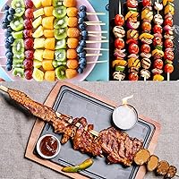 Vista 5 de Palos para S'mores de bambú (50 piezas), palos para asar malvaviscos de 17.5" para fogata, pinchos de madera resistente de 5 mm para hamburguesas