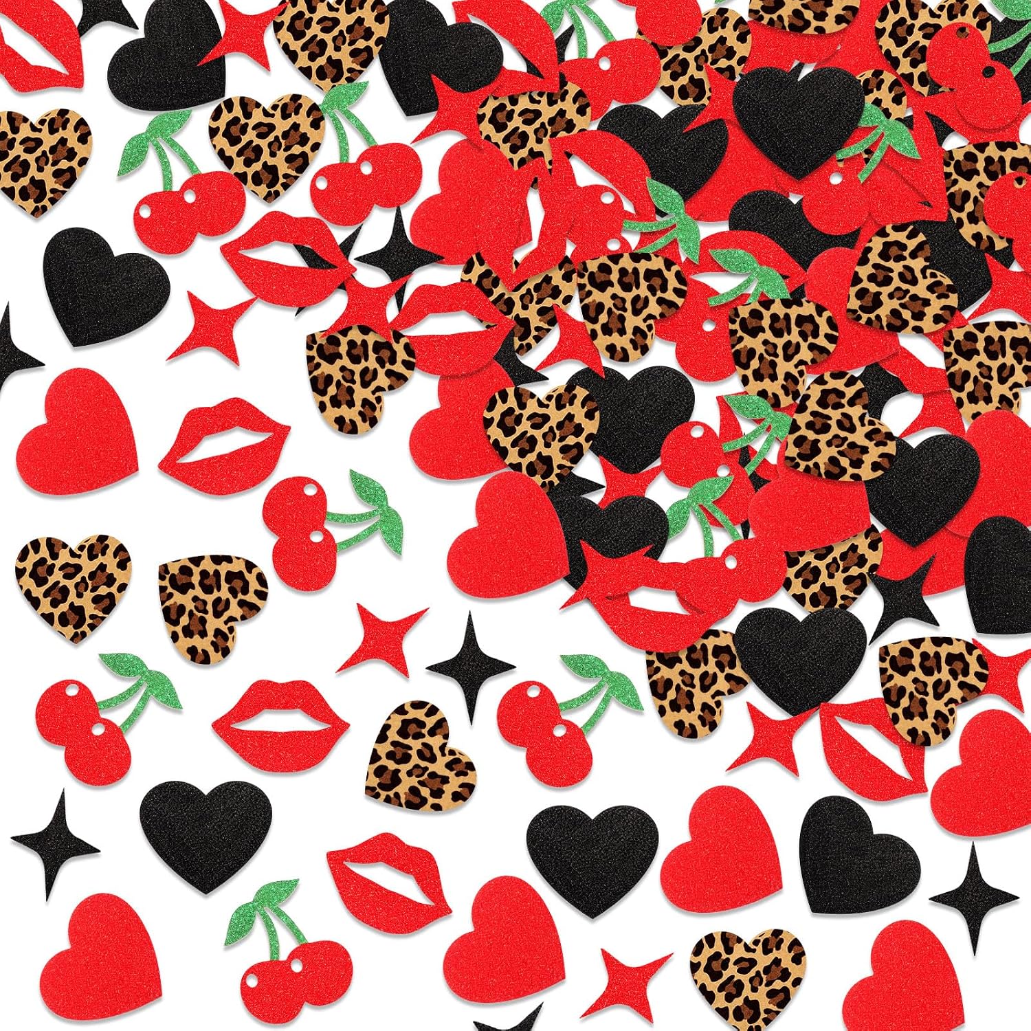 Capoda 300 Pcs Bachelorette Party Table Confetti, Leopard Red Lips