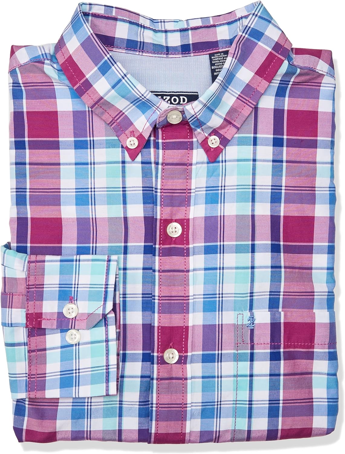 IZOD Men's Breeze Long Sleeve Button Down Plaid Shirt