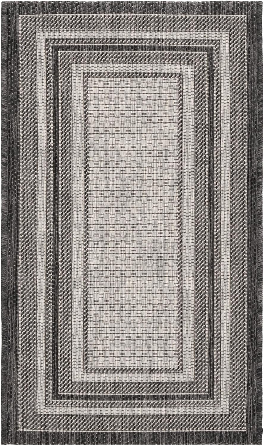 SAFAVIEH Washable Rug Outdoor Courtyard Collection - 2'3" x 4', Light Grey & Black, Non-Shedding & Easy Cleaning, Ideal for Patio, Front Door, Entryway, Mudroom, Doormat (CY8475-37612)