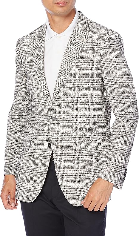 Amazon タカキュー ビジネスカジュアルブレザー ベージュ系グレンチェックプリント 2ボタンジャケット メンズ コート ジャケット 通販