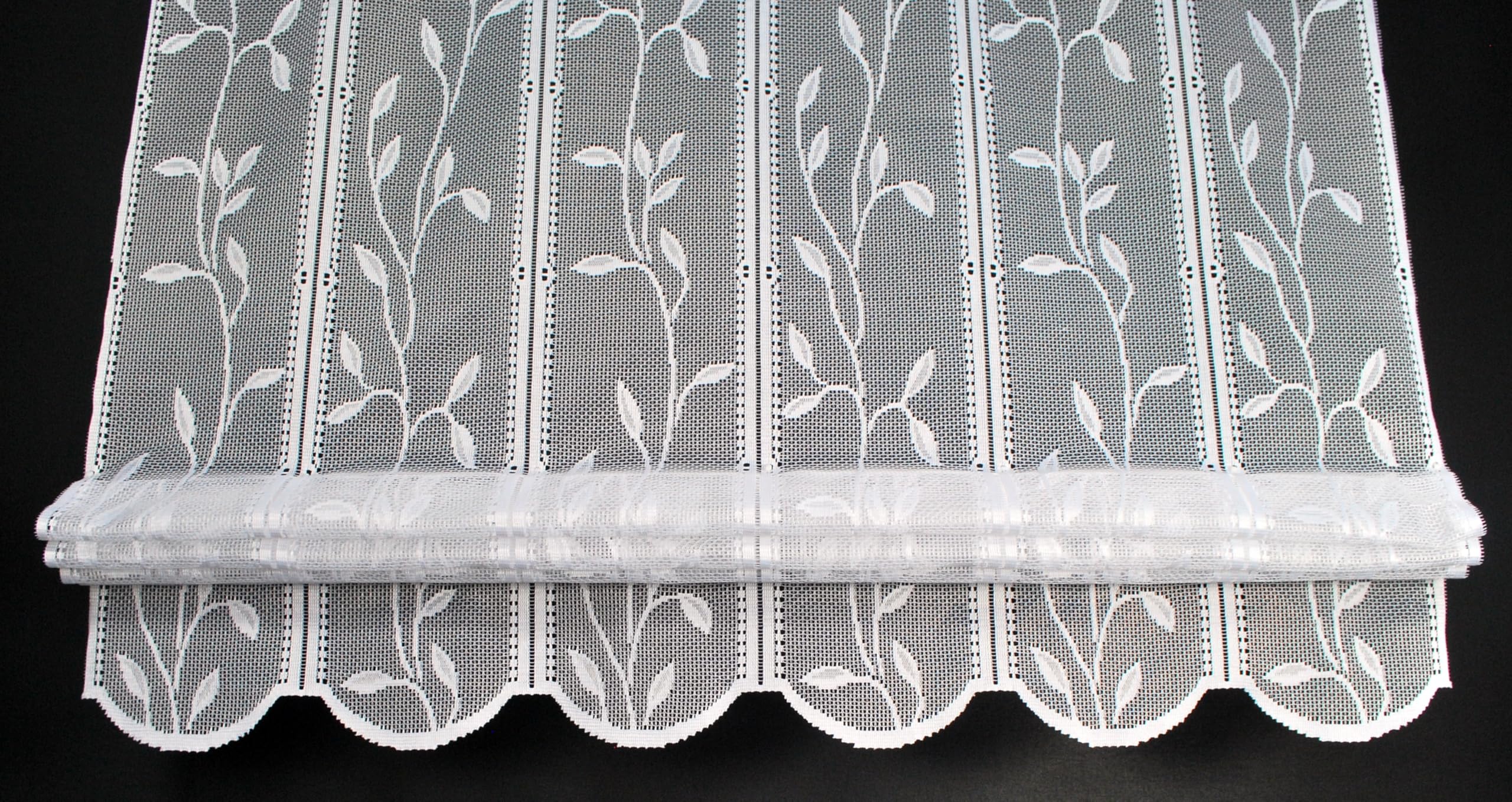 Scheibengardine Raffrollo Blätterranke 210x130,5 cm H/B Weiß Bistrogardine Vorhang Küche 1er Pack