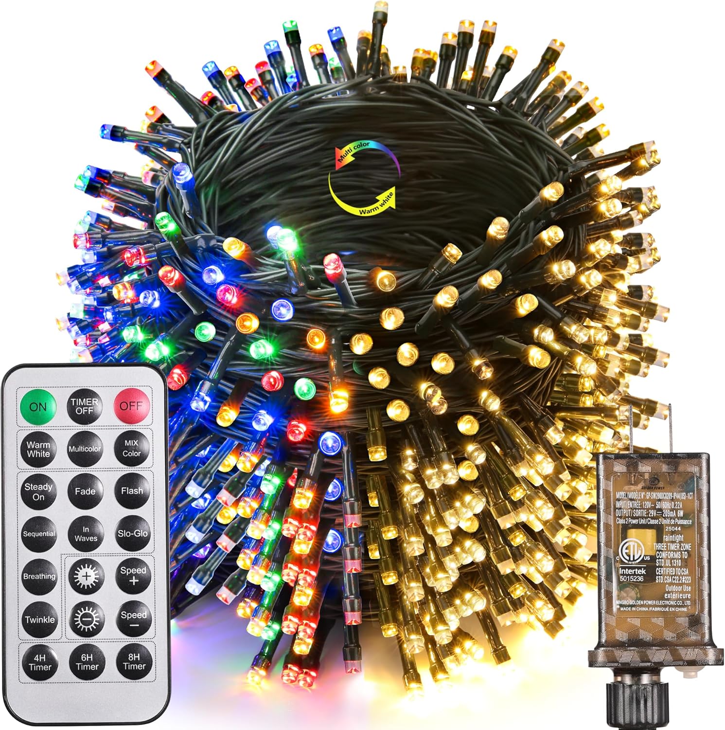 Joomer Color Changing Christmas Lights, 262FT 800 LED String Lights with Remote Timer Dimmable Fairy String Outdoor Waterproof for Christmas Decoration (Warm White to Multicolor) 800LED