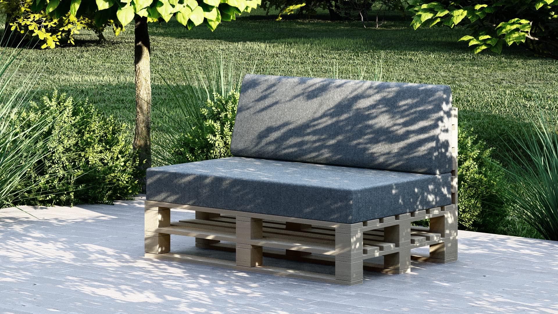 Haus & Garten Cuscino per pallet da giardino Madera, ideale per interni ed esterni, lavabile, sfoderabile, cuscino da seduta e per schienale