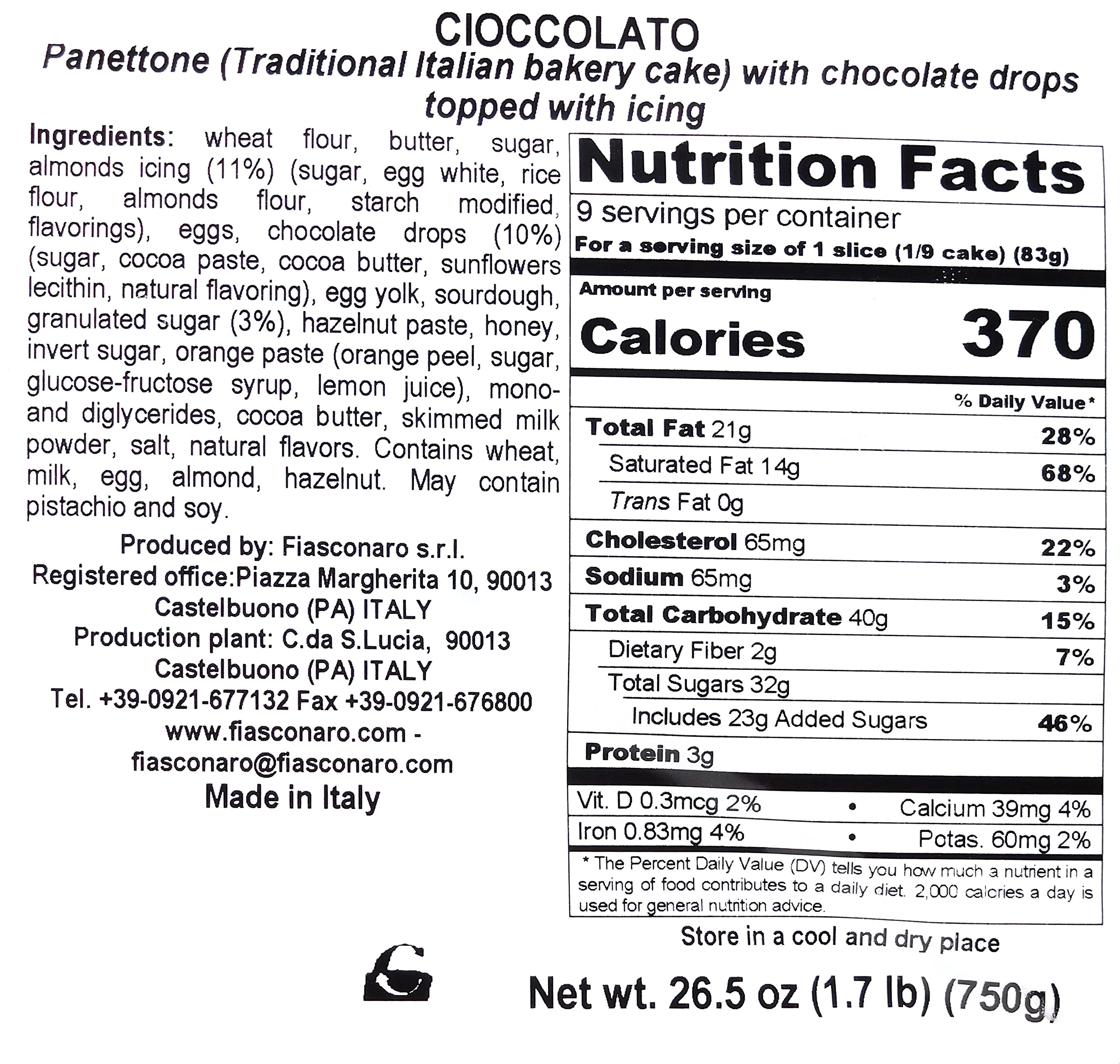 Panettone artigianale ricoperto con gocce di cioccolato e ricoperto di glassa,incarto a manoo, 750 gr