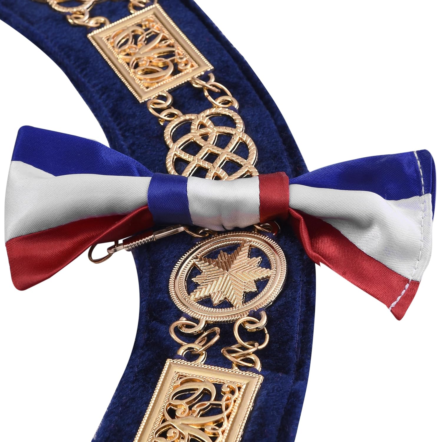BRICKS MASONS Grand Officer French National Grand Lodge Chain Collars - Full Dress Gold Plated on Blue Velvet