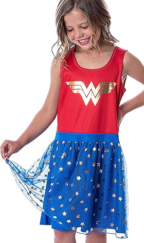 Miniatura 3 de DC Comics - Camisón de mujer maravilla con logotipo y estrellas, vestido de pijama para niña