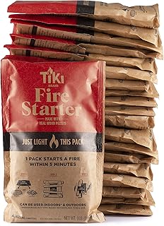 TIKI Fire Starter 20-Pack – Easy-to-Use Wood Pellet Fire Starters for Smokeless Outdoor Fire Pits & Indoor Fireplaces, Quick Lighting for Smokeless Fires, Ideal for Camping, Backyard, and Fireplaces