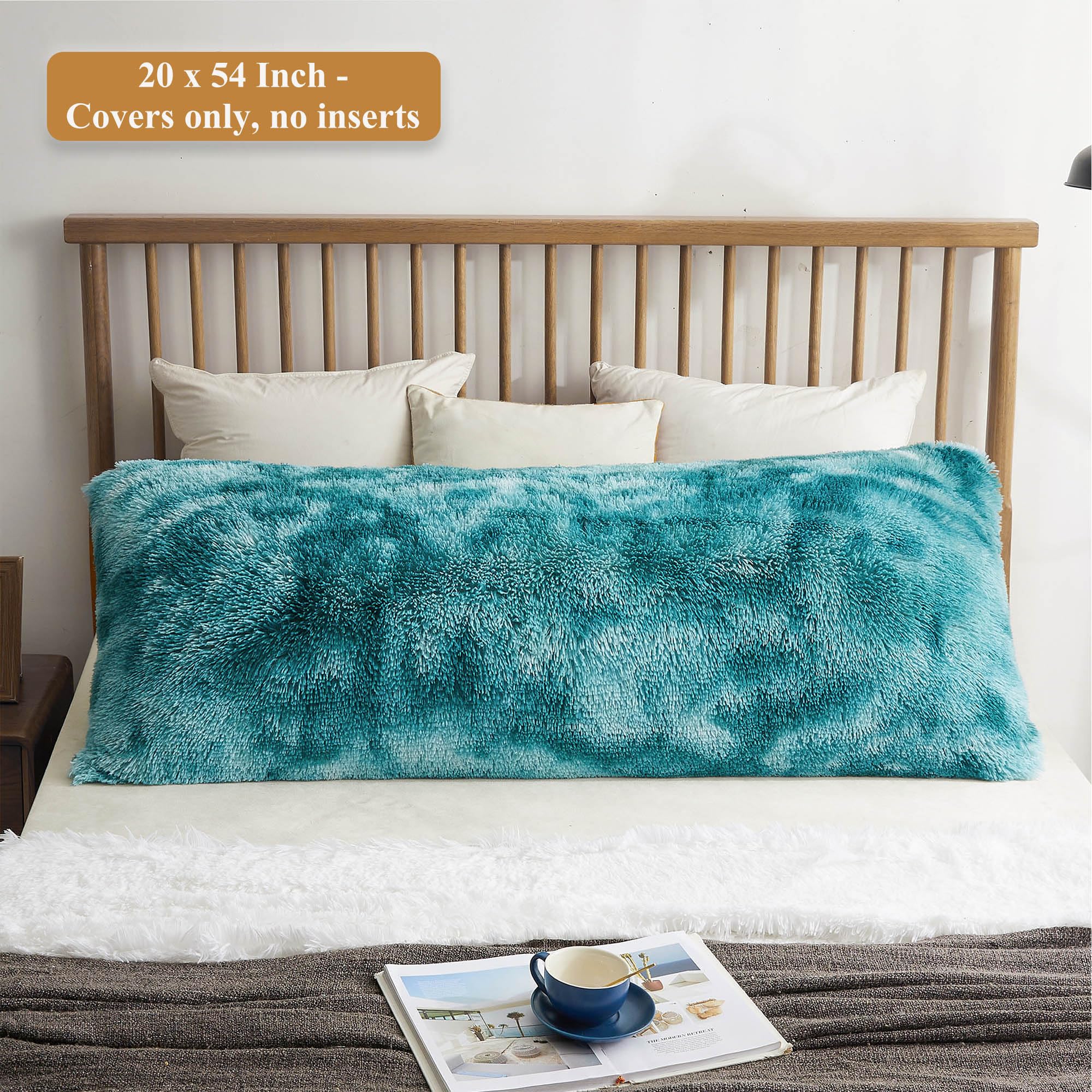Cover 20x54 Faux Fur Teal Body Pillow Cover XeGe Shaggy Faux Fur
