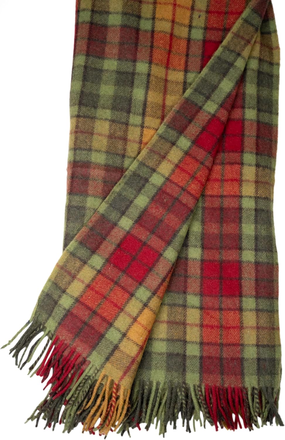 Briomhar Tartan Throw Blanket Plaid - Scottish Wool Blanket, Thick Warm Throw with Fringed Edges 60 x 70 inches (Buchanan Autumn)