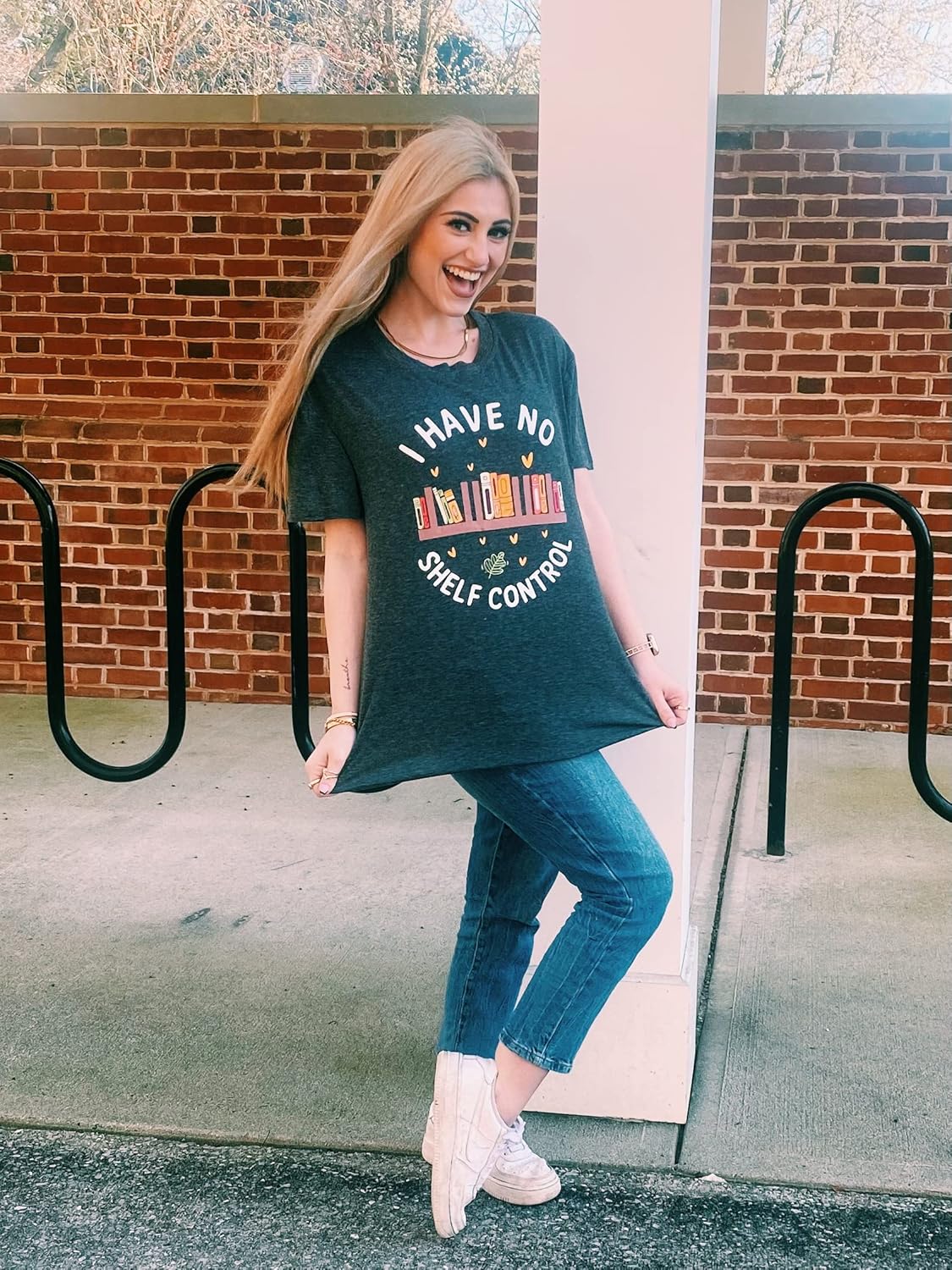 ASTANFY Book Lover Graphic Tees Women I Have No Shelf Control Shirt Book Shirts Teacher Shirts Short Sleeve - Image 5