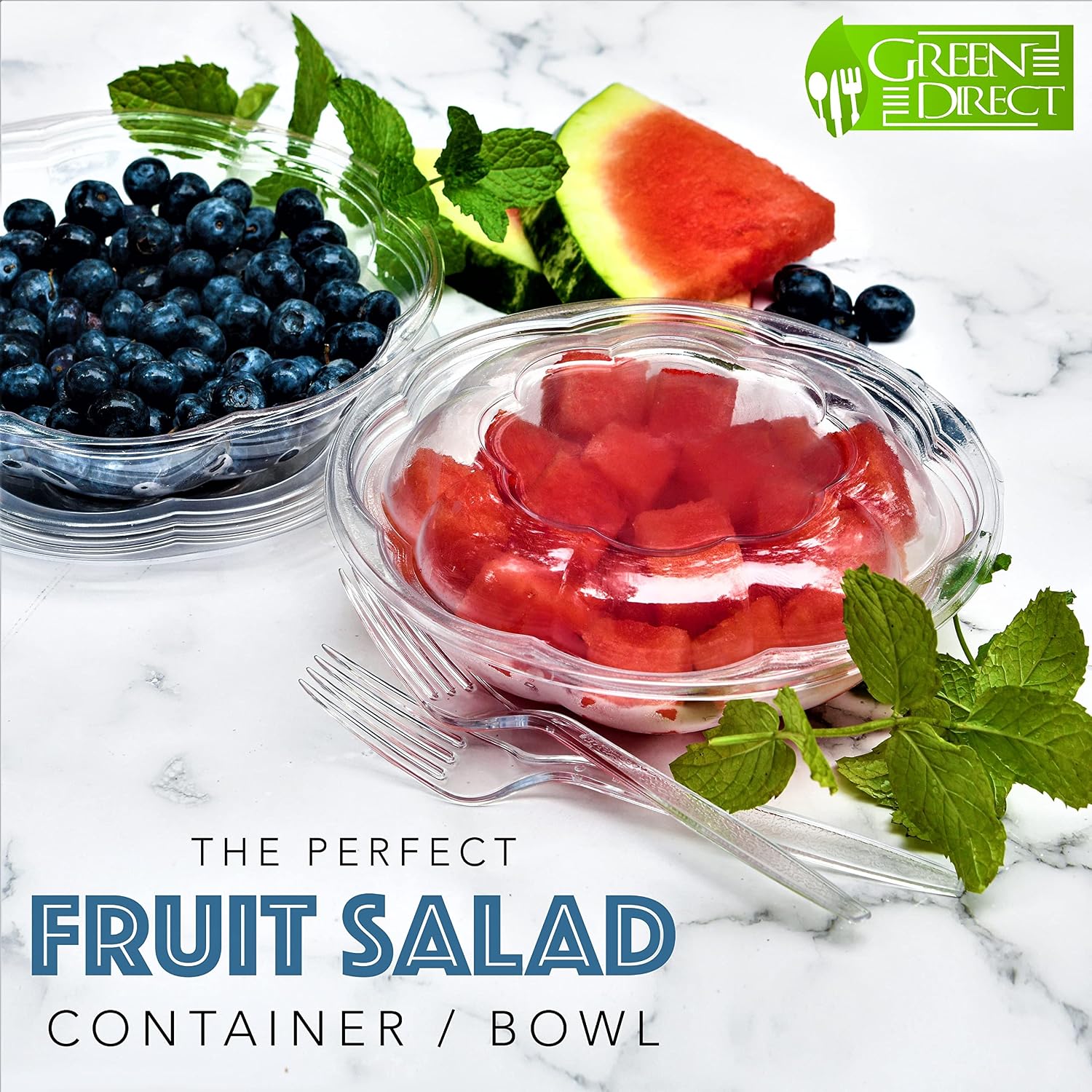 Green Direct Clear Plastic Salad Bowl With Lid / 18 oz. Disposable Salad Bowls With Lids/Salad Lunch Container/Disposable Bowls Large Containers/Serving Mixing Bowl Pack of 50