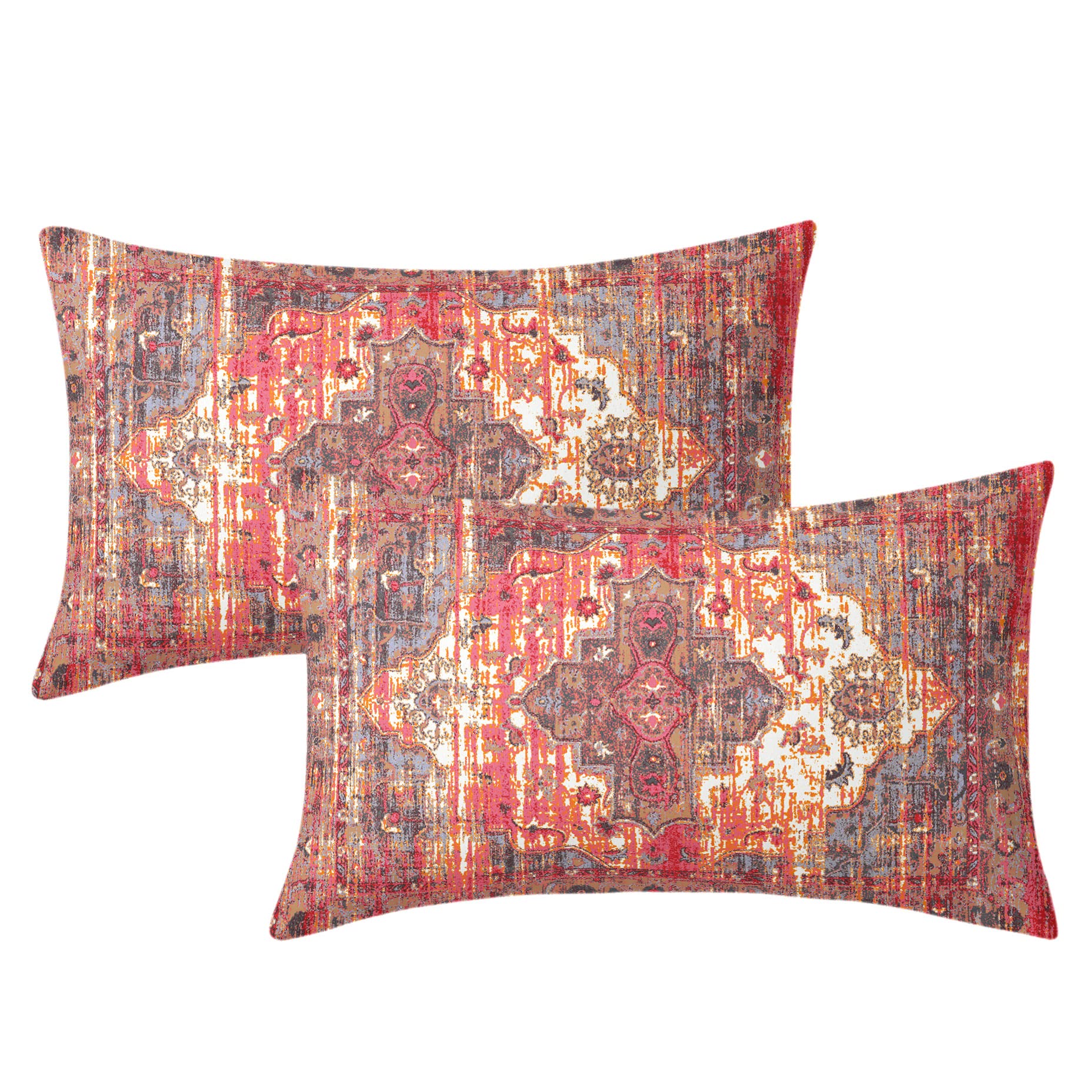 Kawani Rust Red Ethnic Boho Lumbar Pillow Covers 12x20 Inch Bohemian Carpet Vintage Rectangle Throw Pillows Small Bed Pillowcases Farmhouse Accent Home Decor for Bedroom Couch Sofa Porch Set of 2 — image 1