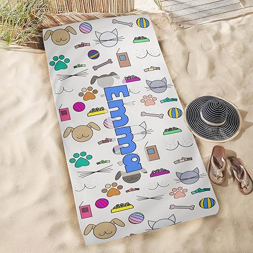 Miniatura 5 de Toallas de playa suaves personalizadas para niños y adultos, hechas en Estados Unidos, regalos personalizados con nombre de 29 x 58 pulgadas, 31 x