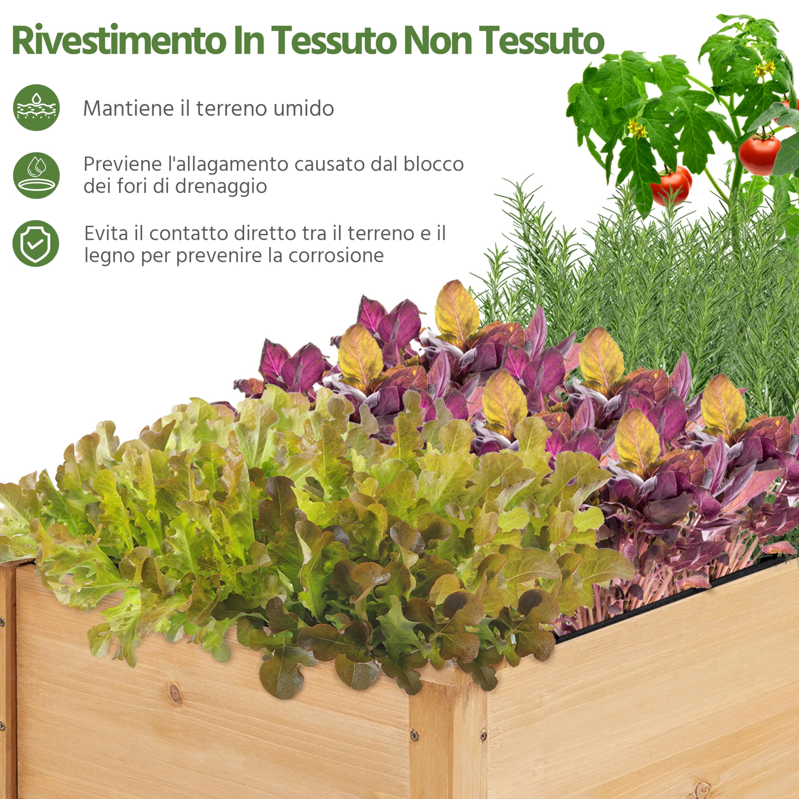 Yaheetech Fioriera/Aiuola Rialzata per Verdure Frutta Erbe Piante, Lettino Orto Rialzato in Legno da Giardino Esterno Balcone 120,5 x 59 x 76 cm
