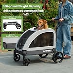 Large Dog Stroller - Dual Entry Safety Folding Pet Stroller with Adjustable Handle, All-Terrain 4-Wheel, 160 lbs Weight Capacity for Travel & Outdoor Adventures - Gray