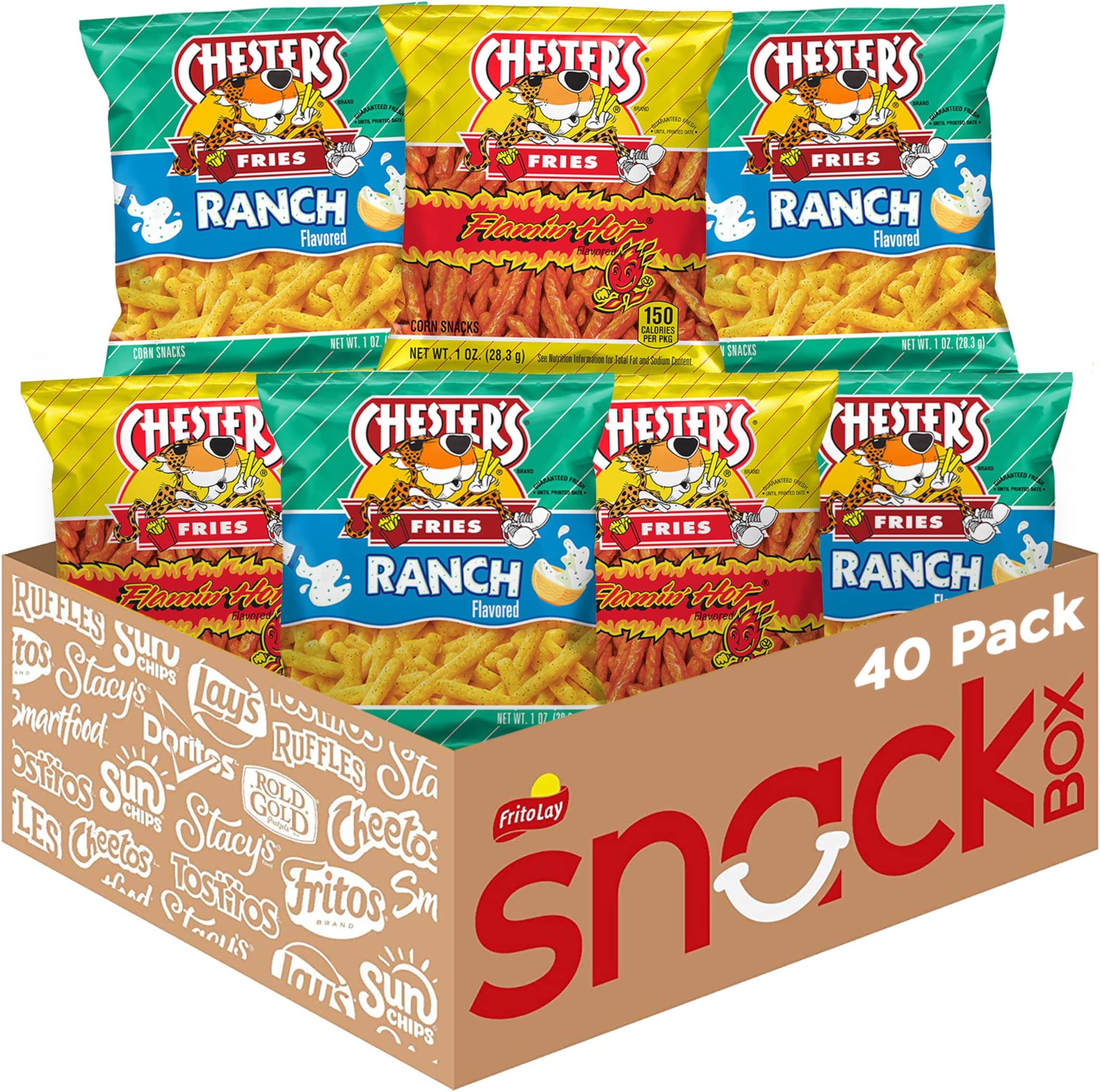 Chesters Fries, Hot & Ranch Flavored Variety Pack (Pack of 40)