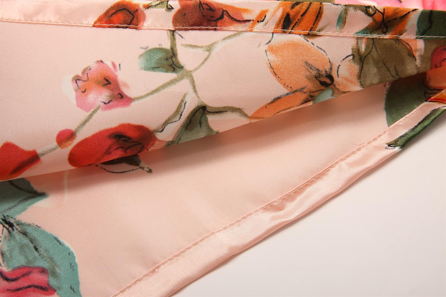 sunshinemall Women's Long Robes Floral Satin Kimono Robe Silky Bathrobe for Bride and Bridesmaid Blossoms Kimonos - Image 5