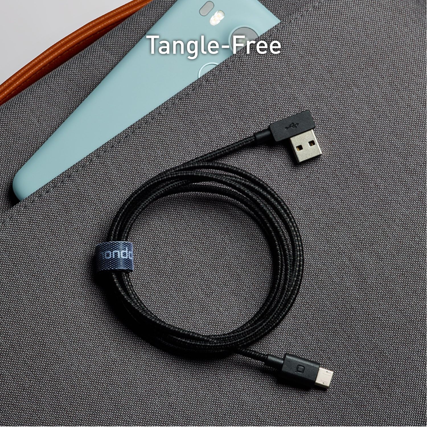 nonda [3 Pack] ZUS Super Duty USB A to Micro USB Cable with Aramid Fiber, 4ft/1.2m, Right Angle, Charger and Data Sync for Android Smartphones Including Samsung, Nexus, LG, Kindle (Black)