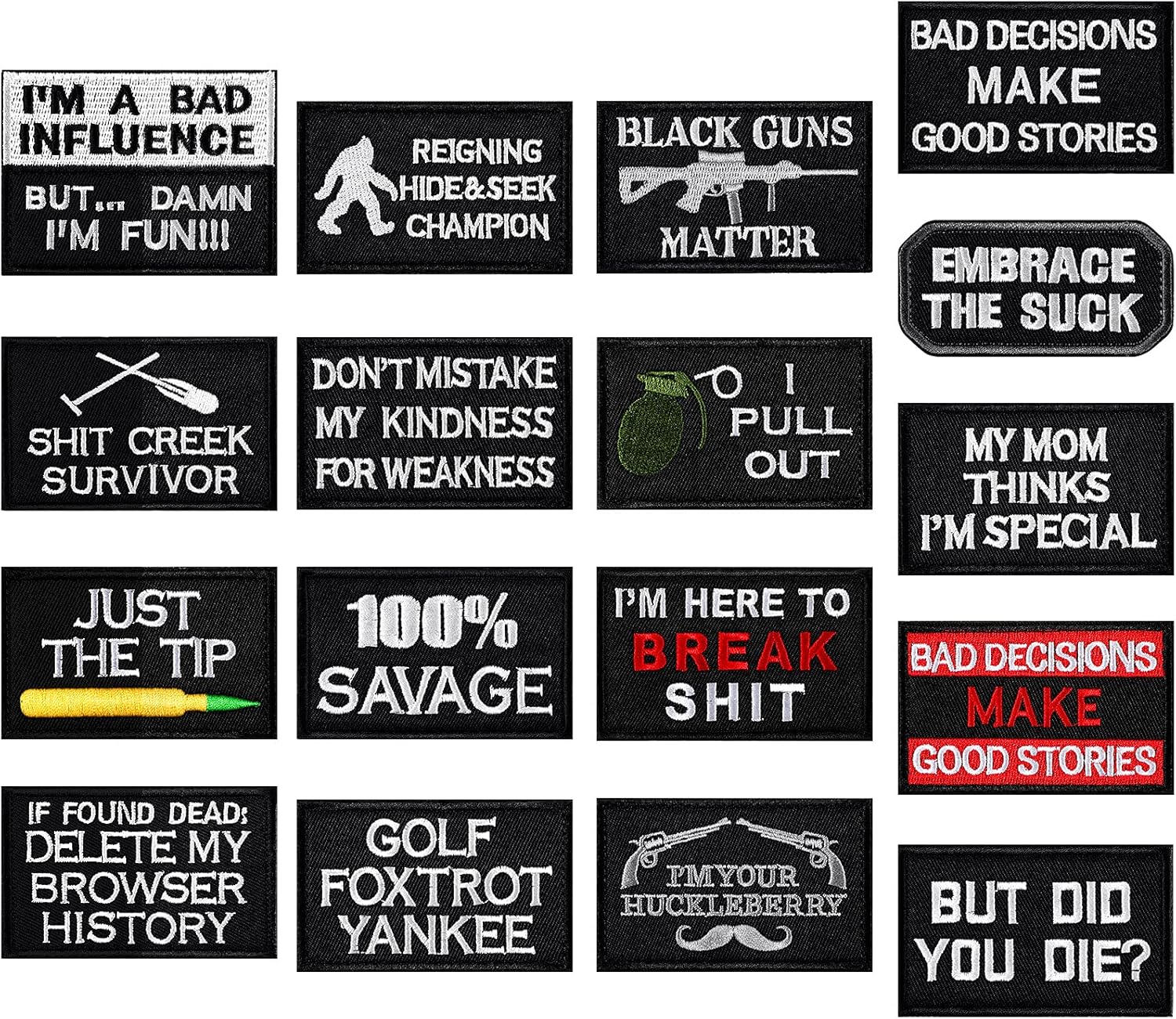 20 Pieces Tactical Embroidery Patch Funny Military Patch