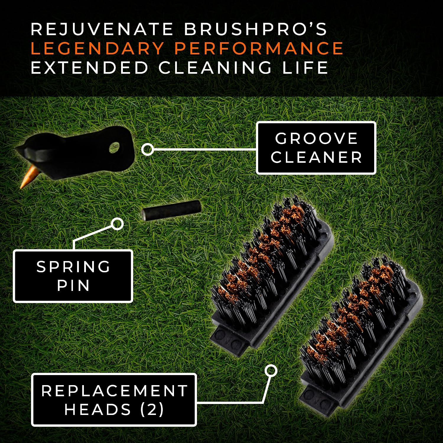 Frogger Golf Club Brush Groove Cleaner & Brush Head Replacement for BrushPro | Golf Cleaner Tool with Nylon Bristles for Heavy-Duty Cleaning, Scratch-Free Scrubber for Professional Golfers