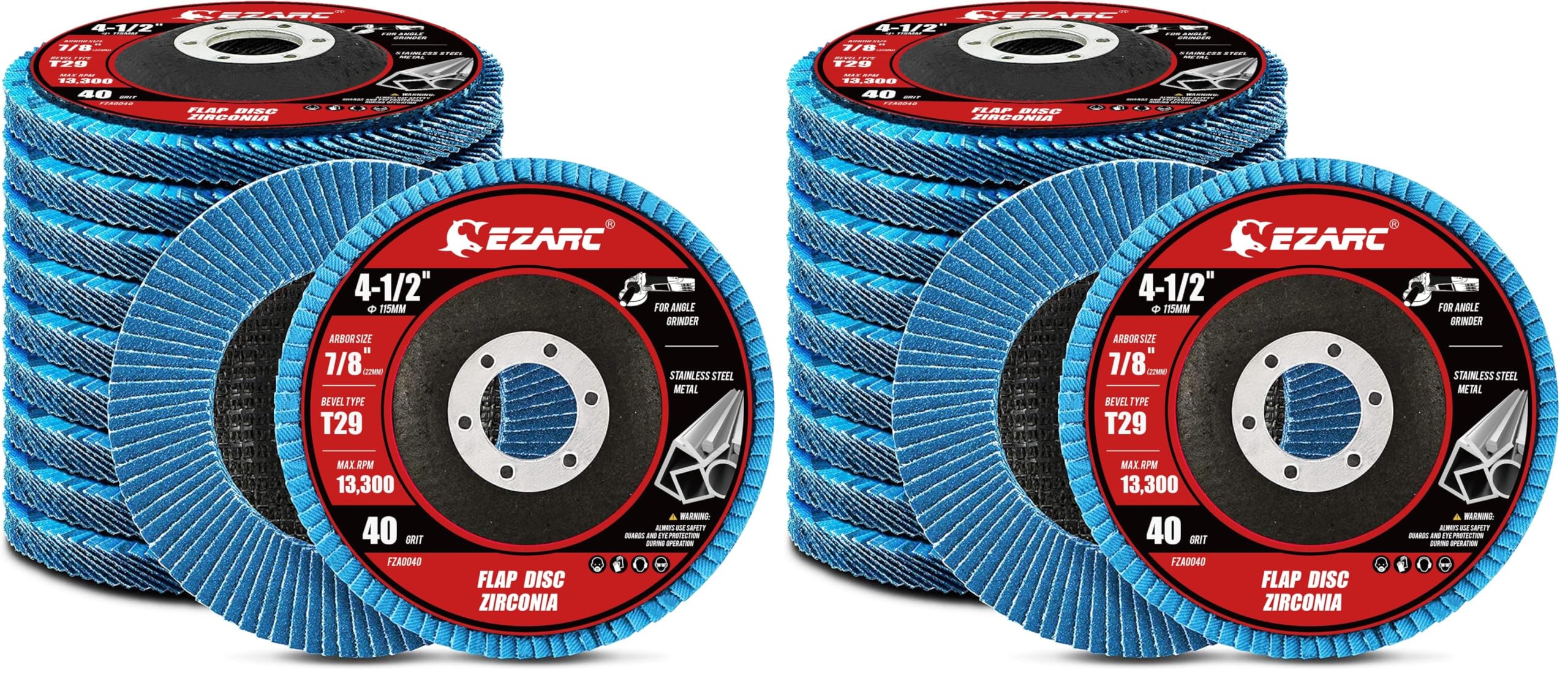 EZARC Zirconia Flap Discs - 40 Grit, 10-Pack -15 EZARC Zirconia Flap Discs - 40 Grit, 10-Pack -15