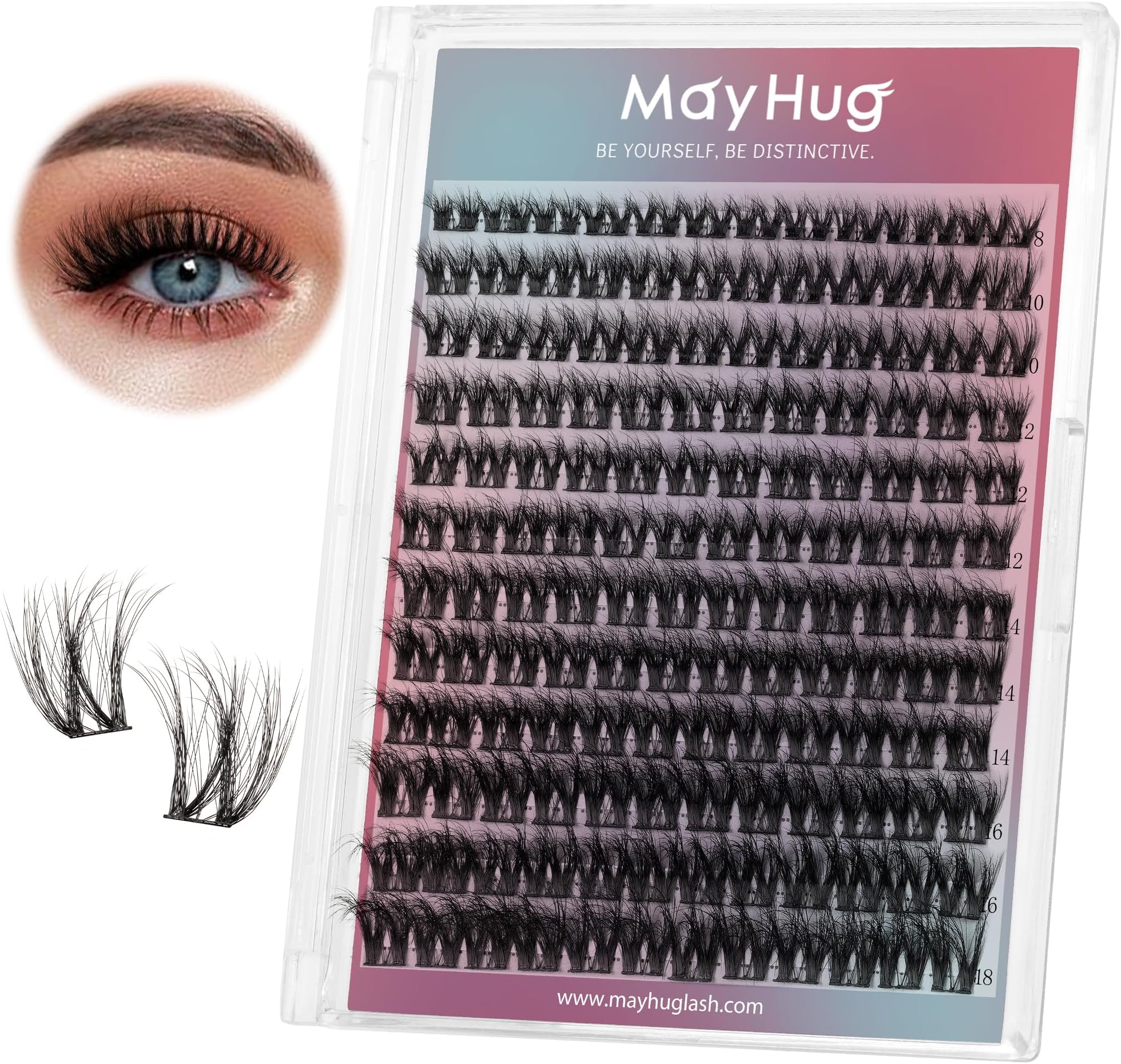 Lash Clusters DIY Eyelash Extensions 144 Clusters Lashes D Curl 3D Eyelash Clusters Extensions Fluffy Wispy Lashes Cluster Fluffy Effect & Ultra-Soft & Super Light & DIY at Home (Prism)