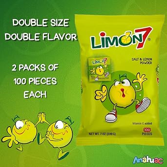 Limon 7 Salt & Lemon Powder Mexican Candy, 2 Bags, 200 Packets, 14 oz