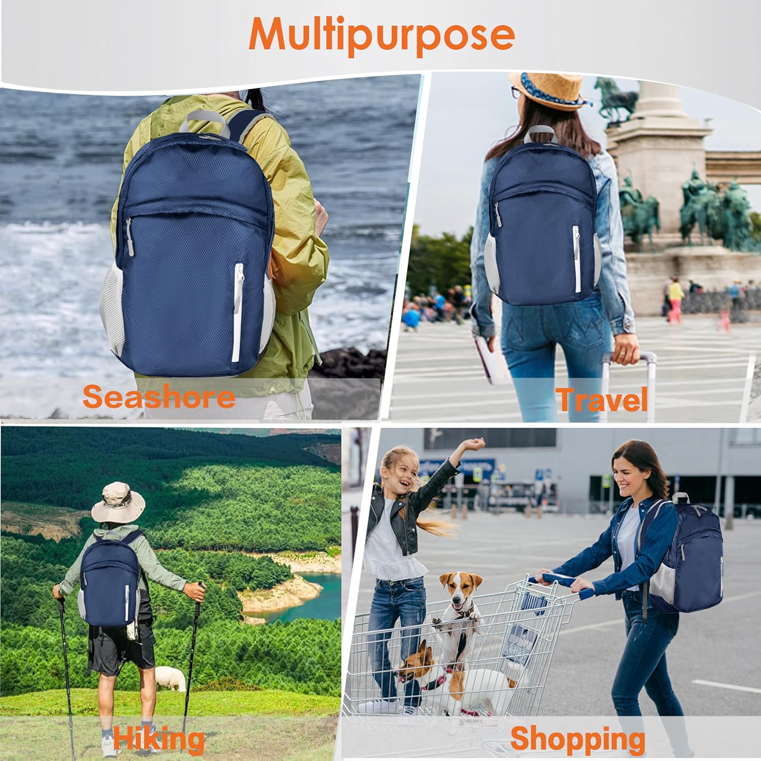 Waterproof Foldable Backpack Dry Storage Lightweight Daypack 35L Outdoor Backpack for Beach Men Women Dark Blue